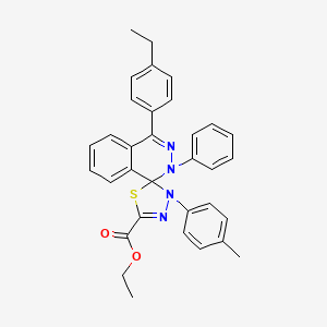 molecular formula C33H30N4O2S B11702889 ethyl 4-(4-ethylphenyl)-3'-(4-methylphenyl)-2-phenyl-2H,3'H-spiro[phthalazine-1,2'-[1,3,4]thiadiazole]-5'-carboxylate 