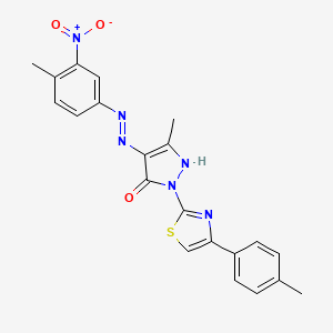 (4Z)-5-methyl-4-[2-(4-methyl-3-nitrophenyl)hydrazinylidene]-2-[4-(4-methylphenyl)-1,3-thiazol-2-yl]-2,4-dihydro-3H-pyrazol-3-one