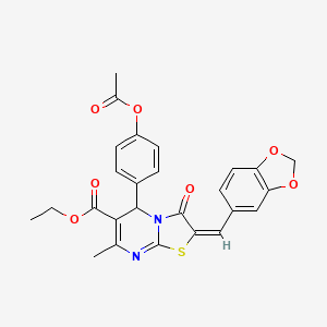 ethyl (2E)-5-[4-(acetyloxy)phenyl]-2-(1,3-benzodioxol-5-ylmethylidene)-7-methyl-3-oxo-2,3-dihydro-5H-[1,3]thiazolo[3,2-a]pyrimidine-6-carboxylate