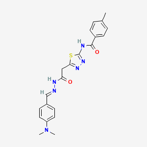 molecular formula C21H22N6O2S B11702956 N-[5-({N'-[(E)-[4-(Dimethylamino)phenyl]methylidene]hydrazinecarbonyl}methyl)-1,3,4-thiadiazol-2-YL]-4-methylbenzamide 