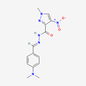 molecular formula C14H16N6O3 B11702965 N'-[(E)-[4-(Dimethylamino)phenyl]methylidene]-1-methyl-4-nitro-1H-pyrazole-3-carbohydrazide 