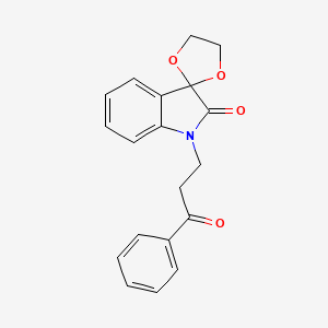 molecular formula C19H17NO4 B11702968 1'-(3-oxo-3-phenylpropyl)spiro[1,3-dioxolane-2,3'-indol]-2'(1'H)-one 