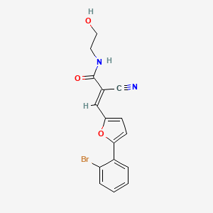 molecular formula C16H13BrN2O3 B11702980 (E)-3-(5-(2-bromophenyl)furan-2-yl)-2-cyano-N-(2-hydroxyethyl)acrylamide 