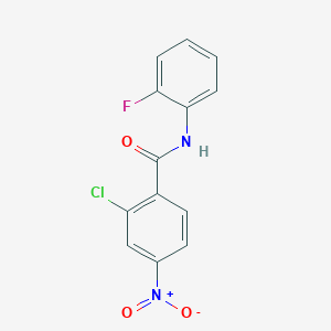 molecular formula C13H8ClFN2O3 B11702992 2-chloro-N-(2-fluorophenyl)-4-nitrobenzamide 