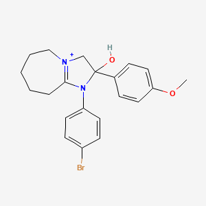 molecular formula C21H24BrN2O2+ B11703000 1-(4-bromophenyl)-2-hydroxy-2-(4-methoxyphenyl)-2,5,6,7,8,9-hexahydro-3H-imidazo[1,2-a]azepin-1-ium 