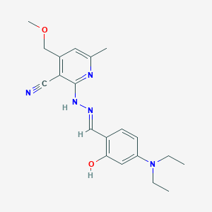 molecular formula C20H25N5O2 B11703004 2-{(2E)-2-[4-(diethylamino)-2-hydroxybenzylidene]hydrazinyl}-4-(methoxymethyl)-6-methylpyridine-3-carbonitrile 