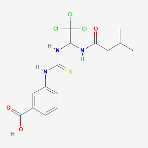 3-{[({2,2,2-Trichloro-1-[(3-methylbutanoyl)amino]ethyl}amino)carbonothioyl]amino}benzoic acid