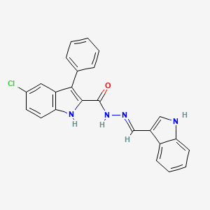 molecular formula C24H17ClN4O B11703048 5-chloro-N'-[(E)-1H-indol-3-ylmethylidene]-3-phenyl-1H-indole-2-carbohydrazide 