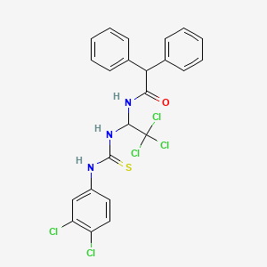 molecular formula C23H18Cl5N3OS B11703063 2,2-Diphenyl-N-(2,2,2-trichloro-1-{[(3,4-dichlorophenyl)carbamothioyl]amino}ethyl)acetamide 