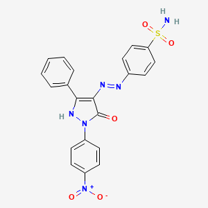 molecular formula C21H16N6O5S B11703070 4-{(2Z)-2-[1-(4-nitrophenyl)-5-oxo-3-phenyl-1,5-dihydro-4H-pyrazol-4-ylidene]hydrazinyl}benzenesulfonamide 