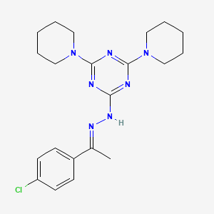 2-{(2E)-2-[1-(4-chlorophenyl)ethylidene]hydrazinyl}-4,6-di(piperidin-1-yl)-1,3,5-triazine