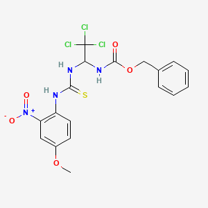 molecular formula C18H17Cl3N4O5S B11703105 Benzyl N-(2,2,2-trichloro-1-{[(4-methoxy-2-nitrophenyl)carbamothioyl]amino}ethyl)carbamate 