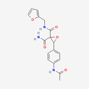 molecular formula C17H17N3O5 B11703140 3-[4-(acetylamino)phenyl]-N-(furan-2-ylmethyl)oxirane-2,2-dicarboxamide 