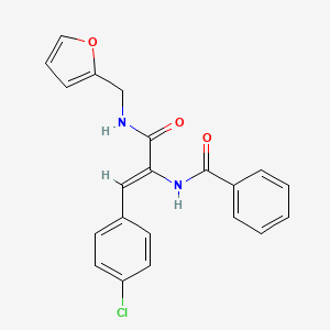 molecular formula C21H17ClN2O3 B11703142 N-{(1Z)-1-(4-chlorophenyl)-3-[(furan-2-ylmethyl)amino]-3-oxoprop-1-en-2-yl}benzamide 