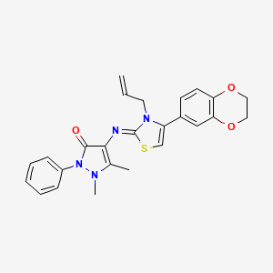 4-{[(2Z)-4-(2,3-dihydro-1,4-benzodioxin-6-yl)-3-(prop-2-en-1-yl)-1,3-thiazol-2(3H)-ylidene]amino}-1,5-dimethyl-2-phenyl-1,2-dihydro-3H-pyrazol-3-one