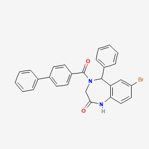 molecular formula C28H21BrN2O2 B11703228 4-([1,1'-biphenyl]-4-carbonyl)-7-bromo-5-phenyl-4,5-dihydro-1H-benzo[e][1,4]diazepin-2(3H)-one 