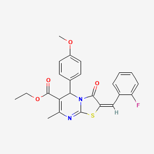 ethyl (2E)-2-(2-fluorobenzylidene)-5-(4-methoxyphenyl)-7-methyl-3-oxo-2,3-dihydro-5H-[1,3]thiazolo[3,2-a]pyrimidine-6-carboxylate