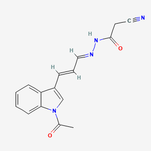 molecular formula C16H14N4O2 B11703364 N'-[(1E,2E)-3-(1-acetyl-1H-indol-3-yl)prop-2-en-1-ylidene]-2-cyanoacetohydrazide 