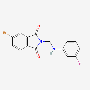 molecular formula C15H10BrFN2O2 B11703368 5-bromo-2-{[(3-fluorophenyl)amino]methyl}-2,3-dihydro-1H-isoindole-1,3-dione 