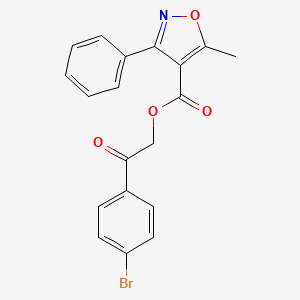 molecular formula C19H14BrNO4 B11703396 2-(4-Bromophenyl)-2-oxoethyl 5-methyl-3-phenyl-1,2-oxazole-4-carboxylate 