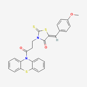 molecular formula C26H20N2O3S3 B11703434 (5Z)-5-(4-methoxybenzylidene)-3-[3-oxo-3-(10H-phenothiazin-10-yl)propyl]-2-thioxo-1,3-thiazolidin-4-one 