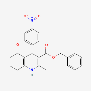 molecular formula C24H22N2O5 B11703437 Benzyl 2-methyl-4-(4-nitrophenyl)-5-oxo-1,4,5,6,7,8-hexahydroquinoline-3-carboxylate 