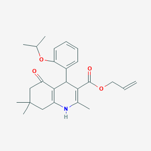 molecular formula C25H31NO4 B11703471 Prop-2-en-1-yl 2,7,7-trimethyl-5-oxo-4-[2-(propan-2-yloxy)phenyl]-1,4,5,6,7,8-hexahydroquinoline-3-carboxylate 