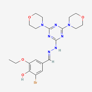 2-bromo-4-[(E)-{2-[4,6-di(morpholin-4-yl)-1,3,5-triazin-2-yl]hydrazinylidene}methyl]-6-ethoxyphenol