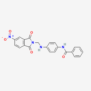 molecular formula C22H16N4O5 B11703491 N-(4-{[(5-nitro-1,3-dioxo-1,3-dihydro-2H-isoindol-2-yl)methyl]amino}phenyl)benzamide 