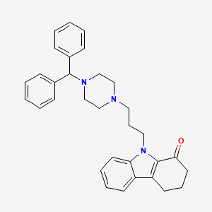 molecular formula C32H35N3O B11703515 9-{3-[4-(diphenylmethyl)piperazin-1-yl]propyl}-2,3,4,9-tetrahydro-1H-carbazol-1-one 