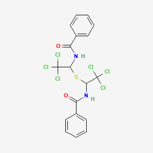 molecular formula C18H14Cl6N2O2S B11703540 N-(1-{[1-(Benzoylamino)-2,2,2-trichloroethyl]sulfanyl}-2,2,2-trichloroethyl)benzamide 