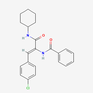 molecular formula C22H23ClN2O2 B11703586 N-{(Z)-2-(4-chlorophenyl)-1-[(cyclohexylamino)carbonyl]ethenyl}benzamide 