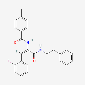 molecular formula C25H23FN2O2 B11703621 (2E)-3-(2-fluorophenyl)-2-[(4-methylphenyl)formamido]-N-(2-phenylethyl)prop-2-enamide 