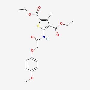 molecular formula C20H23NO7S B11703636 2,4-Diethyl 5-[2-(4-methoxyphenoxy)acetamido]-3-methylthiophene-2,4-dicarboxylate 