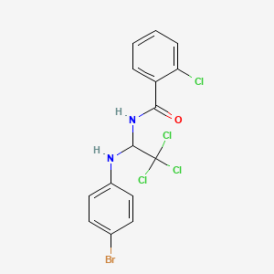 molecular formula C15H11BrCl4N2O B11703639 N-{1-[(4-bromophenyl)amino]-2,2,2-trichloroethyl}-2-chlorobenzamide 