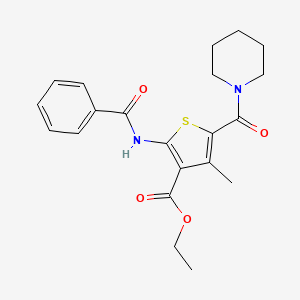 molecular formula C21H24N2O4S B11703663 Ethyl 2-benzamido-4-methyl-5-(piperidine-1-carbonyl)thiophene-3-carboxylate 