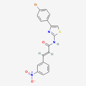 molecular formula C18H12BrN3O3S B11703670 (2E)-N-[4-(4-bromophenyl)-1,3-thiazol-2-yl]-3-(3-nitrophenyl)prop-2-enamide 