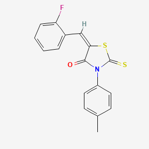 molecular formula C17H12FNOS2 B11703701 (5E)-5-[(2-fluorophenyl)methylidene]-3-(4-methylphenyl)-2-sulfanylidene-1,3-thiazolidin-4-one 