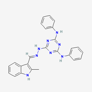 6-{(2E)-2-[(2-methyl-1H-indol-3-yl)methylidene]hydrazinyl}-N,N'-diphenyl-1,3,5-triazine-2,4-diamine