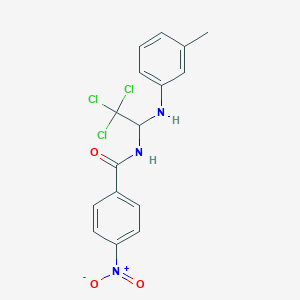 molecular formula C16H14Cl3N3O3 B11703720 4-nitro-N-{2,2,2-trichloro-1-[(3-methylphenyl)amino]ethyl}benzamide 