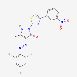 molecular formula C19H11Br3N6O3S B11703736 (4Z)-5-methyl-2-[4-(3-nitrophenyl)-1,3-thiazol-2-yl]-4-[2-(2,4,6-tribromophenyl)hydrazinylidene]-2,4-dihydro-3H-pyrazol-3-one 