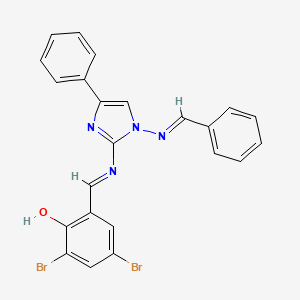 molecular formula C23H16Br2N4O B11703738 2,4-dibromo-6-{(E)-[(4-phenyl-1-{[(E)-phenylmethylidene]amino}-1H-imidazol-2-yl)imino]methyl}phenol 