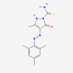 molecular formula C14H17N5OS B11703741 (4Z)-3-methyl-5-oxo-4-[2-(2,4,6-trimethylphenyl)hydrazinylidene]-4,5-dihydro-1H-pyrazole-1-carbothioamide 