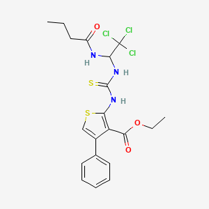 Ethyl 2-({[1-(butanoylamino)-2,2,2-trichloroethyl]carbamothioyl}amino)-4-phenylthiophene-3-carboxylate