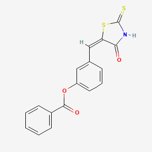 molecular formula C17H11NO3S2 B11703839 3-[(E)-(4-oxo-2-thioxo-1,3-thiazolidin-5-ylidene)methyl]phenyl benzoate 