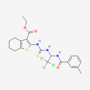 Ethyl 2-{[(2,2,2-trichloro-1-{[(3-methylphenyl)carbonyl]amino}ethyl)carbamothioyl]amino}-4,5,6,7-tetrahydro-1-benzothiophene-3-carboxylate