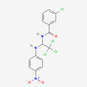 molecular formula C15H11Cl4N3O3 B11703890 3-chloro-N-{2,2,2-trichloro-1-[(4-nitrophenyl)amino]ethyl}benzamide 