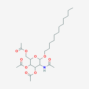 molecular formula C26H45NO9 B11703898 [(2R,3S,4R,5R,6R)-3,4-bis(acetyloxy)-6-(dodecyloxy)-5-acetamidooxan-2-yl]methyl acetate 