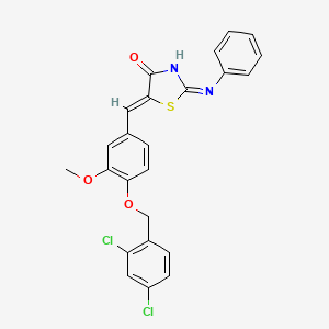 molecular formula C24H18Cl2N2O3S B11703910 (5Z)-2-anilino-5-[[4-[(2,4-dichlorophenyl)methoxy]-3-methoxyphenyl]methylidene]-1,3-thiazol-4-one 