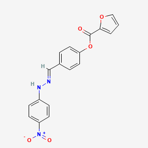 molecular formula C18H13N3O5 B11703923 4-{(E)-[2-(4-nitrophenyl)hydrazinylidene]methyl}phenyl furan-2-carboxylate 